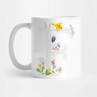 botanical monogram alphabet f wildflowers Mug